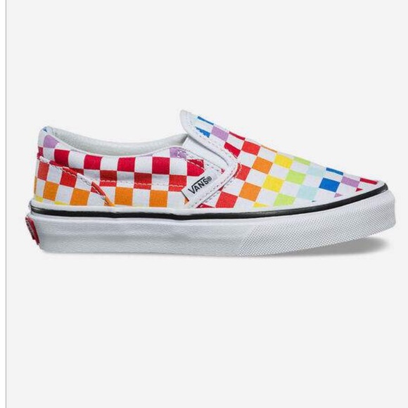 white rainbow checkered vans